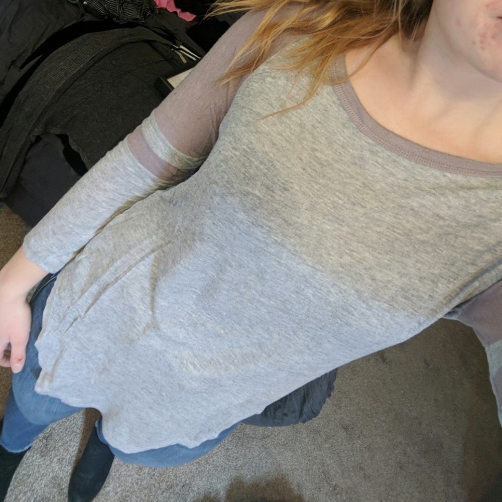 Gray and light purple long sleeve T